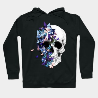 Skull With blue Butterflies Hoodie